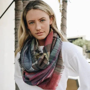 Multicolor Plaid Infinity Scarf