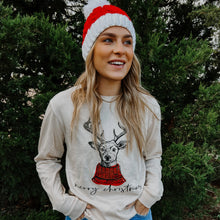 Load image into Gallery viewer, Merry Christmas Reindeer Long Sleeve Tee