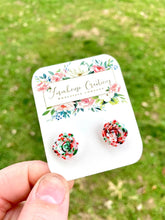 Load image into Gallery viewer, Christmas Splatter Rose Earrings