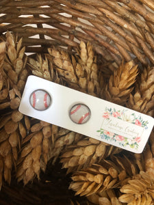 Photo Glass Baseball Stud Earrings