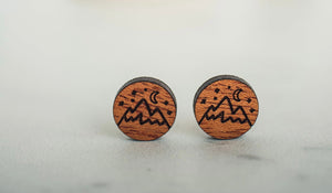 Mountain Wood Stud Earrings