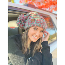 Load image into Gallery viewer, C.C. Beanie Tri-Color Slouchy Pom-Christmas