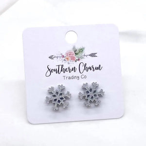 Glittery Snowflake Stud Earrings