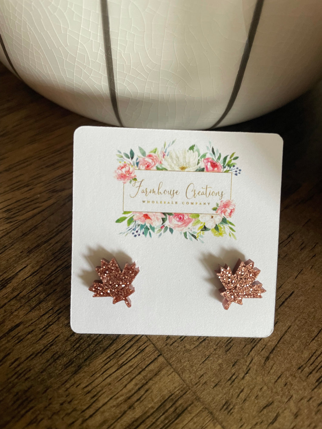 Fall Leaves Glitter Stud Earrings