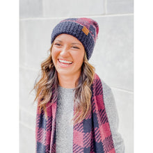 Load image into Gallery viewer, Buffalo Print Jacquard Knit Pom Beanie-Black &amp; White